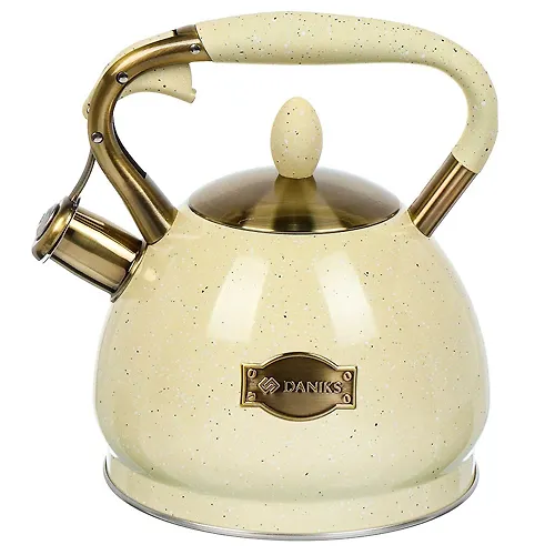CHajnik nerzh. stal, 3 l, so svistkom, matovyj, ruchka s pokrytiem, nejlon, Daniks, induktsiya, (446893)_1