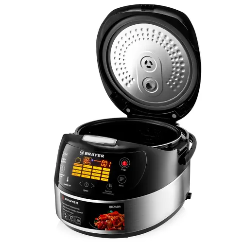 Multivarka BRAYER 2404BR 860Vt, 5l, 17 programm, tajmer 24ch, upr. na kryshke, semnaya kryshka_3