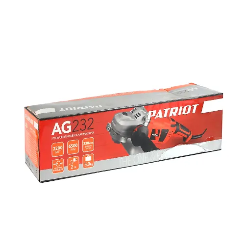 Mashina ugloshlifovalnaya (USHM) PATRIOT AG 232, dvuruchnaya, vibro, pylezaschischennaya. Moschnost 2200 Vt. Di_4