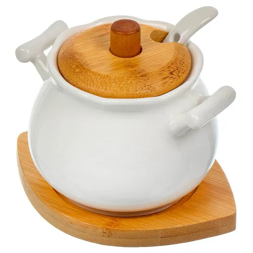 Saharnitsa 270 ml, keramika, 10.5h9h8.5 sm, s lozhkoj, na podstavke, Y4-6586 (433971)_1