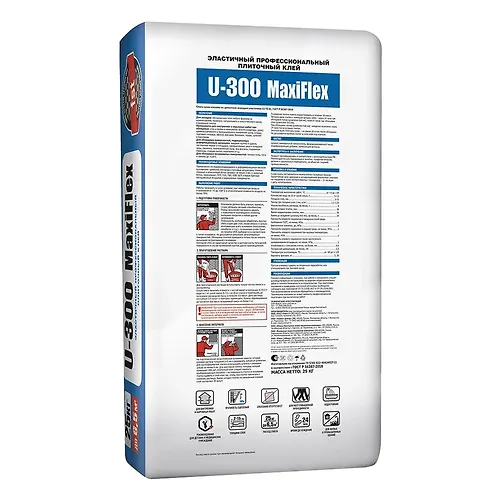 Klej plitochnyj YUnis U-300 MaxiFlex, klass C2TE, 25 kg_2
