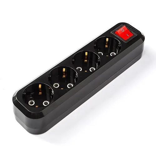 Kolodka rozetochnaya 4 gnezda 2P+Z s vyklyuchatelem 16A 250V 