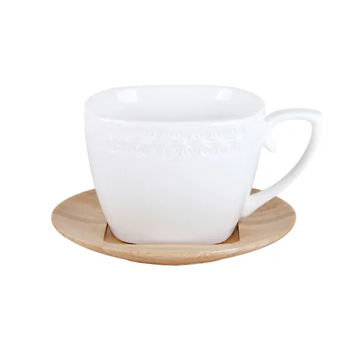 Para chajnaya s bambukovym blyudtsem 240 ml, kvadratnaya, Snezhnaya koroleva, S507009BZJ1_1