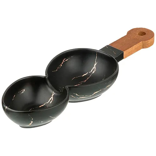 Menazhnitsa s derevyannoj ruchkoj kollektsiya Zolotoj mramor tsvet black 34×11,3×5 sm_1