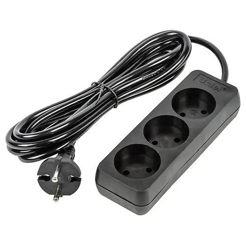 Udlinitel serii Ultra, shnur 3m., 3 gnezda, 10A, b/z. CHernyj. TM UnielS-CU3-3 BLACK (UL-00009983)_1