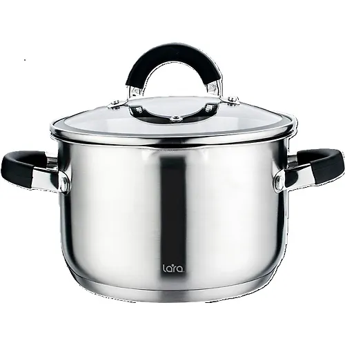 Kastryulya Lara LR02-9003 6.5 l, diametr 24 sm, nerzhaveyuschaya stal, induktsionnoe dno, sliv_1