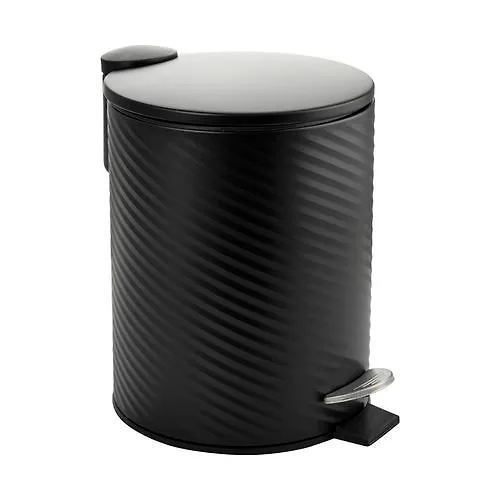 Vedro iz nerzhaveyuschej stali s pedalyu, krugloe, 5 l, chernaya ploskaya kryshka iz ABS plastika Sanaks 10506_1