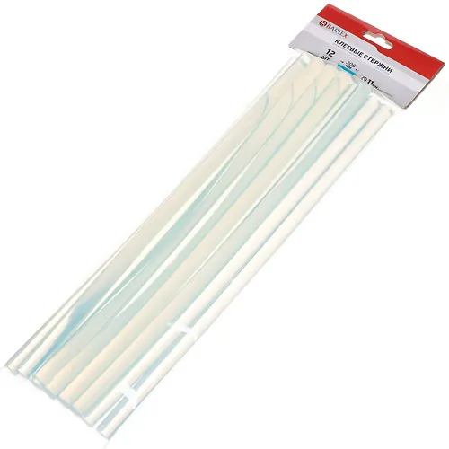 Sterzhni kleevye dlya pistoletov 12 sht, diametr 11h300 mm, prozrachnye, Bartex (343009)_1