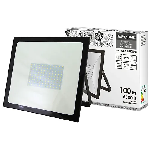 Prozhektor svetodiodnyj SDO-04-100N-U 100 Vt, 6500 K, IP65, chernyj, Narodnyj (SQ0336-0269)_1