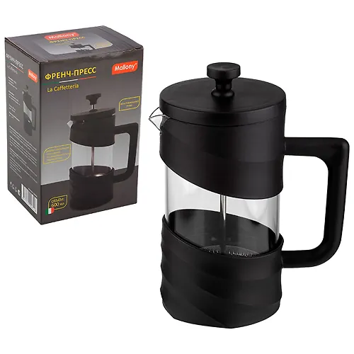 French-press La Caffetteria, obem: 600 ml, v plastikovom korpuse, tsvet: chernyj art.108408_1