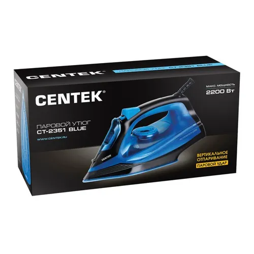 Utyug Centek CT-2351 Blue 2200 Vt, keramicheskaya podoshva, 300 ml, parovoj udar, samoochistka_4