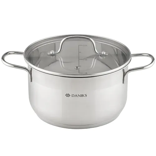 Kastryulya nerzhaveyuschaya stal, 3.6 l, kryshka steklo, Daniks, Nolan, GS-01363-20CA, induktsiya (480207)_1