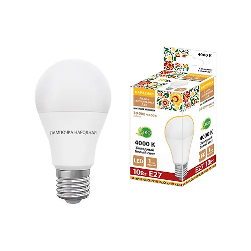 Lampa svetodiodnaya NL-LED230-A60-10 Vt-230 V-4000 K-E27, 60h106 mm, Narodnaya_1