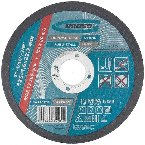 Krug otreznoj po metallu, 125 h 1,6 h 22,2 mm, SWA46TBF// Gross art.74370_1