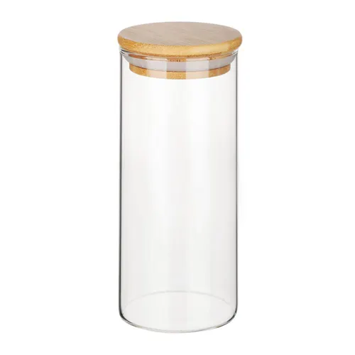 Vetta EKO Ellips banka dlya hraneniya 400 ml 15,5h6,5 sm steklo bambuk_1