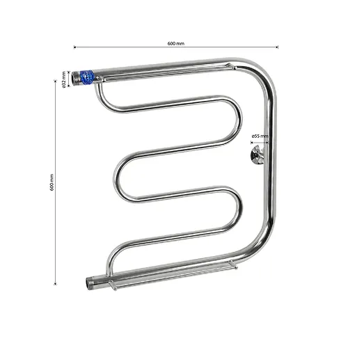 Polotentsesushitel FOKSTROT s POLKOJ 600h600 mm - d32x2mm nerzhavejka polirovannaya f6060 SANAKS_3