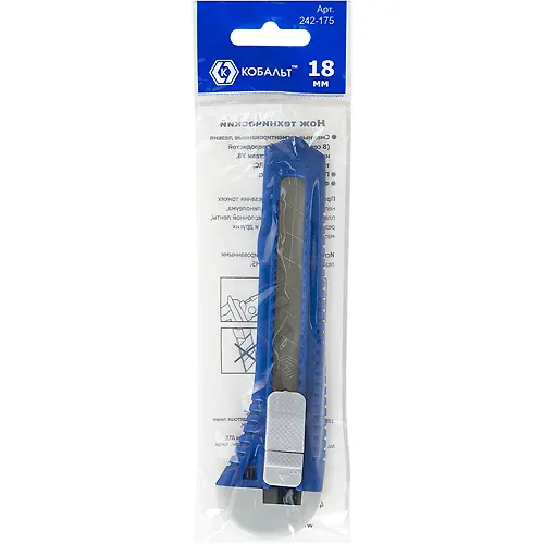 Nozh tehnicheskij KOBALT lezvie 18 mm, plastikovyj korpus, paket (242-175)_1