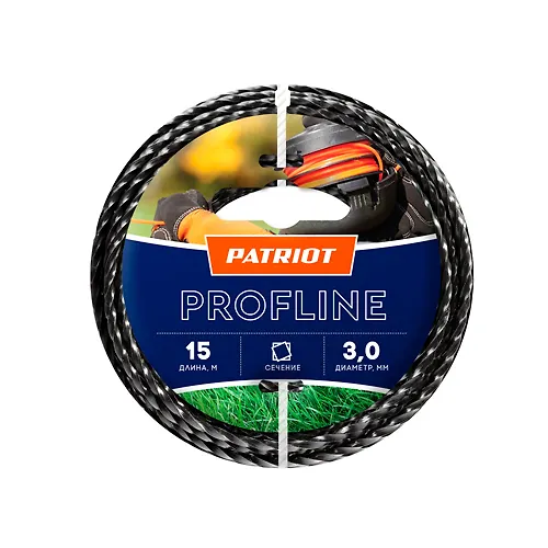 Leska PATRIOT Profline D 3,0 mm L 15 m (skruchennyj kvadrat, chernyj) 300-15-5 na plastikovoj obojme_1