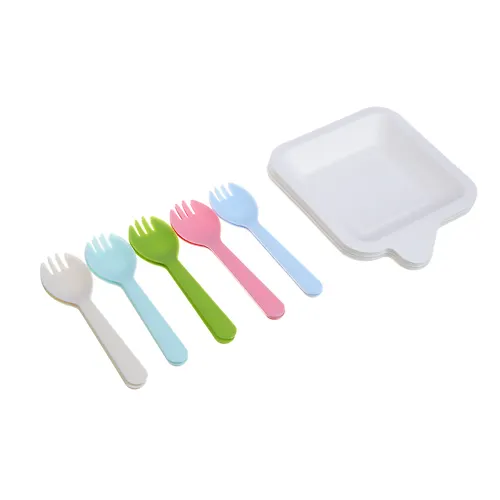 Nabor posudy odnorazovoj, 11x13sm, karton, plastik, 10 vilok-lozhek, 10 tarelok_1