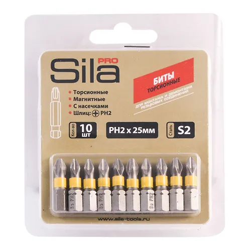 Bity Sila Pro, ph2h25mm, S2, namagnich., torsionye, blist.10 sht (upak - 25 bl, kor - 8 up) art.123110_1