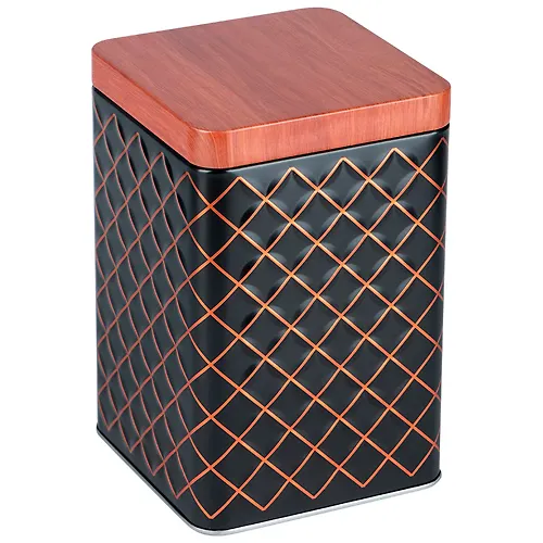 Banka zhestyanaya CLASSICO NERO dlya sypuchih produktov, obem 1,7 l, kvadratnaya, s kryshkoj art.104873_1