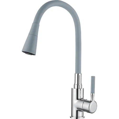 Smesitel dlya kuhni Ledeme MAKSI L4199-9 s silikonovym izlivom, seryj/hrom_1