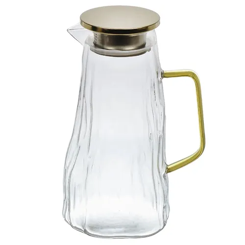 Kuvshin steklo, 1.8 l, s kryshkoj, Medzhik, B050177, prozrachnyj s zolotom (483721)_1