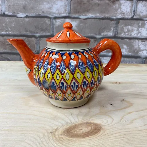 CHajnik 1l Oranzhevyj Mehrob (keramika) Uzbekistan_1