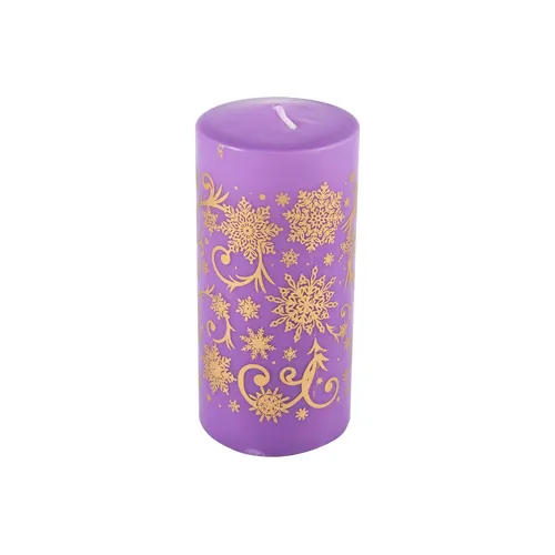 Svecha Deco Christmas 50h100 mm Zimnie uzory (zoloto na sirenevom) art.106147_2