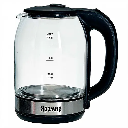CHajnik YAROMIR YAR-1061 korpus iz zharopr. stekla, chernyj, 1500Vt., 1,8l_1