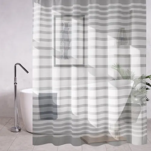 SHtora s risunkom, SERYE gorizontalnye LINII, matovaya, v vannuyu komnatu, s koltsami,180h180sm 06-17_1