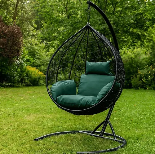 Kreslo podvesnoe Sfera Lajt Garden story stojka+korzina chernaya podushka tem-zelenaya MT3838_2