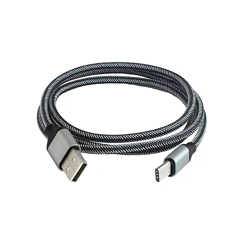 Data-kabel, DK 11, USB - USB Type-C, 1 m, tkanevaya opletka, seryj, TDM (SQ1810-0311)_2