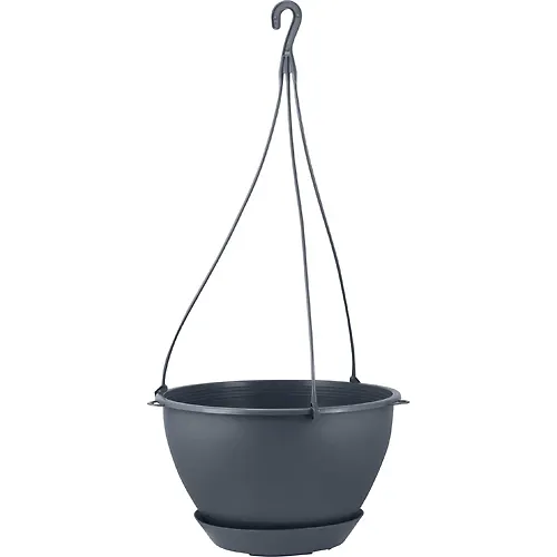 Gorshok podvesnoj s fiksiruemym poddonom InGreen Athena 4,5 l, vulkanicheskij seryj IG1461_1