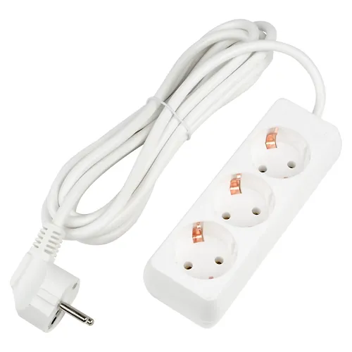 Udlinitel serii Ultra, shnur 3m., 3 gnezda, 16A, s/z. Belyj. TM UnielS-GCU3-3 WHITE UL-00010001_1