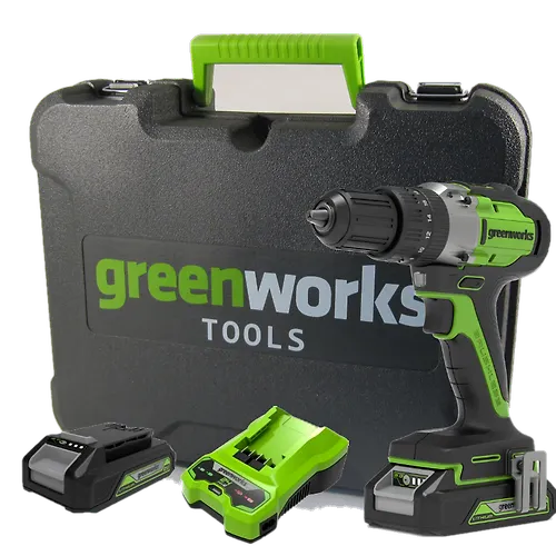 Akkumulyatornaya udarnaya drel shurupovert Greenworks GD24DD60K2, 3704107UA, 24v, AKB 2 A·ch i ZU v kejse_1
