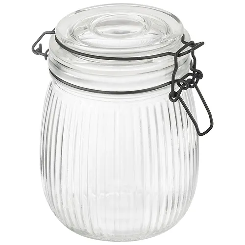 Banka iz relefnogo stekla, LA SCALA, obem: 750 ml, s bugelnym tsvetnym zamkom art.108318_1