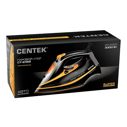 Utyug Centek CT-2358 YELLOW 3000Vt, keramichesk podoshva, 380ml, parovoj udar, avtovyklyuchenie,_4