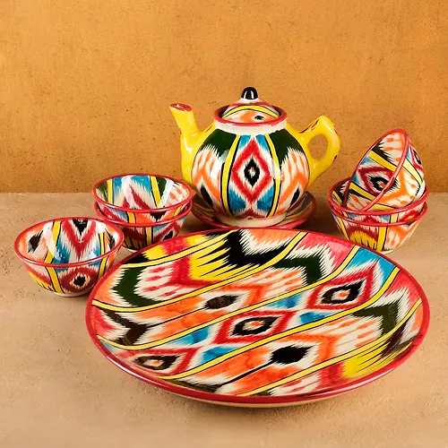 Nabor chajnyj 9 predmetov Atlas Rishtanskaya Keramika (CHajnik 0,8l,pialy- 0,2) art.7003758 g.Ekaterinbu_1