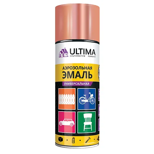 Kraska aerozolnaya s metallicheskim effektom Krasnoe zoloto metallik 520 ml Ultima ULT 042_1